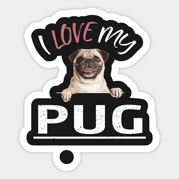 I Love My Pug Sticker by bbreidenbach